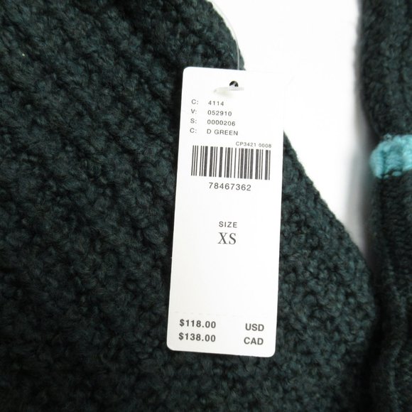 Anthropologie The Maeve Mock-Neck Color-Tipped Sweater Dark Green XXS - Picture 9 of 9